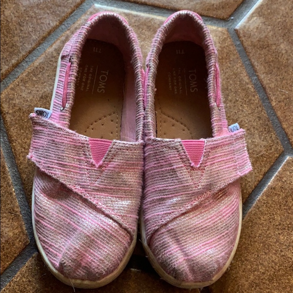 Toms sz 11 pink with silver glitter